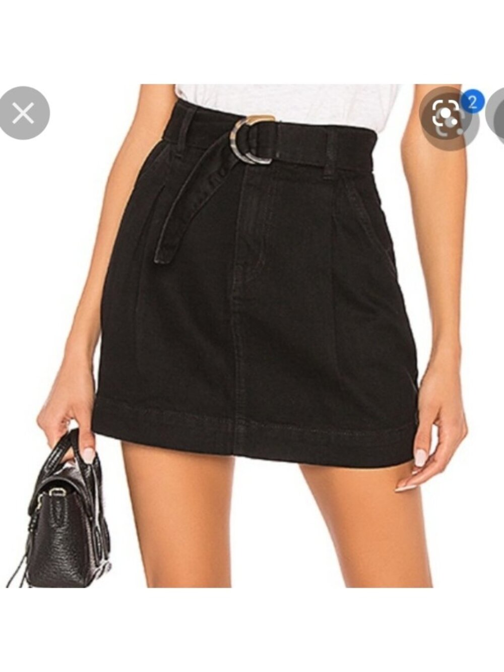 We the free black denim skirt with belt